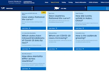 Johns Hopkins Coronavirus Map FAQ page